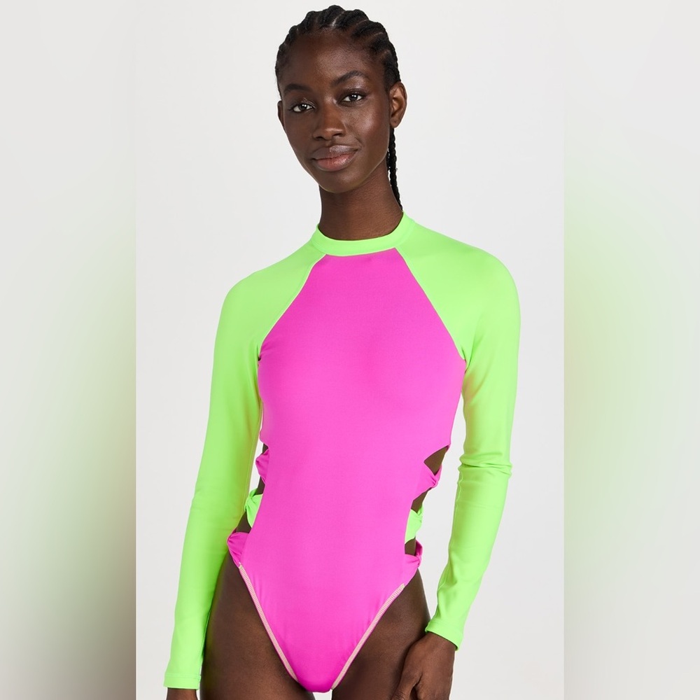 LoveShackFancy x Hurley Blocked Bow Cheeky Surf Suit